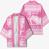 New Zealand Christmas Rugby Personalised Kimono Meri Kirihimete All Black Maori Pink Version - Polynesian Pride