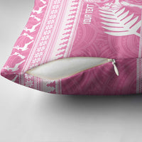 New Zealand Christmas Rugby Personalised Pillow Cover Meri Kirihimete All Black Maori Pink Version - Polynesian Pride