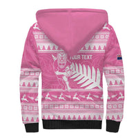 New Zealand Christmas Rugby Personalised Sherpa Hoodie Meri Kirihimete All Black Maori Pink Version - Polynesian Pride