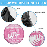 New Zealand Christmas Rugby Personalised Spare Tire Cover Meri Kirihimete All Black Maori Pink Version - Polynesian Pride
