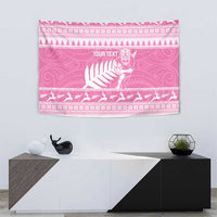New Zealand Christmas Rugby Personalised Tapestry Meri Kirihimete All Black Maori Pink Version - Polynesian Pride