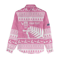 New Zealand Christmas Rugby Personalised Women Casual Shirt Meri Kirihimete All Black Maori Pink Version - Polynesian Pride