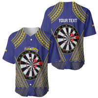 Personalised Niue Darts Baseball Jersey Dart Board Hiapo Pattern - Polynesian Pride