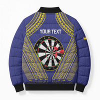 Personalised Niue Darts Bomber Puffer Jacket Dart Board Hiapo Pattern - Polynesian Pride