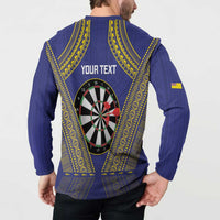 Personalised Niue Darts Button Sweatshirt Dart Board Hiapo Pattern - Polynesian Pride