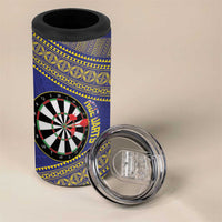 Personalised Niue Darts 4 in 1 Can Cooler Tumbler Dart Board Hiapo Pattern - Polynesian Pride