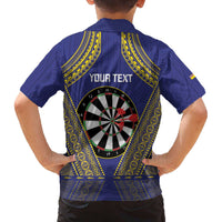 Personalised Niue Darts Family Matching Off The Shoulder Long Sleeve Dress and Hawaiian Shirt Dart Board Hiapo Pattern - Polynesian Pride