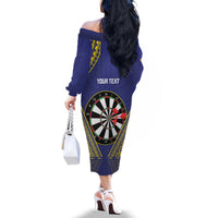 Personalised Niue Darts Family Matching Off The Shoulder Long Sleeve Dress and Hawaiian Shirt Dart Board Hiapo Pattern - Polynesian Pride