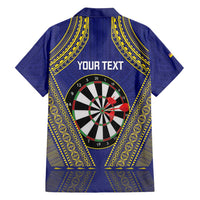 Personalised Niue Darts Family Matching Off Shoulder Maxi Dress and Hawaiian Shirt Dart Board Hiapo Pattern - Polynesian Pride