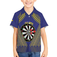 Personalised Niue Darts Kid Hawaiian Shirt Dart Board Hiapo Pattern - Polynesian Pride