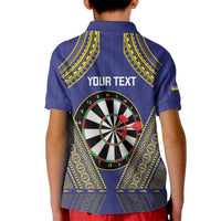 Personalised Niue Darts Kid Polo Shirt Dart Board Hiapo Pattern LT14 - Polynesian Pride
