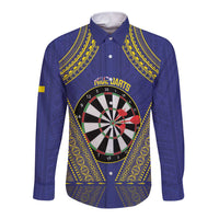 Personalised Niue Darts Long Sleeve Button Shirt Dart Board Hiapo Pattern - Polynesian Pride