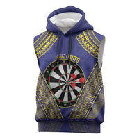 Personalised Niue Darts Sleeveless Hoodie Dart Board Hiapo Pattern - Polynesian Pride