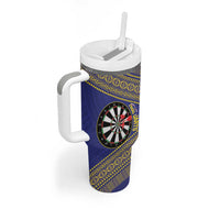 Personalised Niue Darts Tumbler With Handle Dart Board Hiapo Pattern - Polynesian Pride