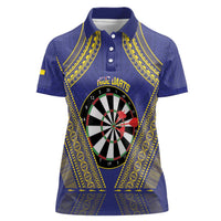 Personalised Niue Darts Women Polo Shirt Dart Board Hiapo Pattern - Polynesian Pride
