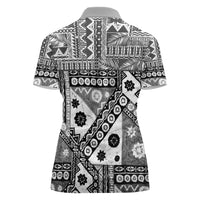 Black Bula Fiji Women Polo Shirt Unique Masi Tapa Pattern