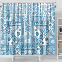 Blue Bula Fiji Shower Curtain Unique Masi Tapa Pattern