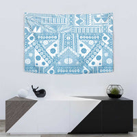 Blue Bula Fiji Tapestry Unique Masi Tapa Pattern LT14 - Polynesian Pride
