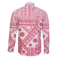 Pink Bula Fiji Family Matching Off The Shoulder Long Sleeve Dress and Hawaiian Shirt Unique Masi Tapa Pattern