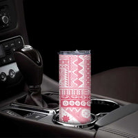 Pink Bula Fiji Skinny Tumbler Unique Masi Tapa Pattern