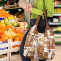 Hawaiian Quilt Grocery Bag Tiki Tropical Retro Brown Version LT14 - Polynesian Pride