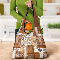 Hawaiian Quilt Grocery Bag Tiki Tropical Retro Brown Version LT14 - Polynesian Pride