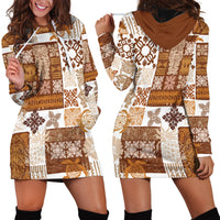 Hawaiian Quilt Hoodie Dress Tiki Tropical Retro Brown Version LT14 - Polynesian Pride
