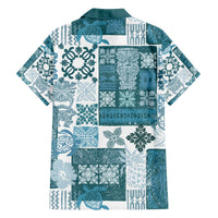 Hawaiian Quilt Family Matching Summer Maxi Dress and Hawaiian Shirt Tiki Tropical Retro Dark Cyan Version LT14 - Polynesian Pride