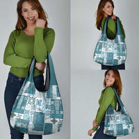 Hawaiian Quilt Grocery Bag Tiki Tropical Retro Dark Cyan Version LT14 - Polynesian Pride
