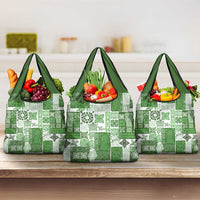 Hawaiian Quilt Grocery Bag Tiki Tropical Retro Green Version