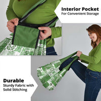 Hawaiian Quilt Grocery Bag Tiki Tropical Retro Green Version