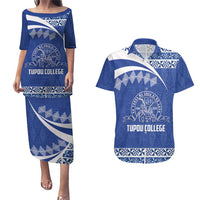 Personalised Tonga Tupou College Toloa Couples Matching Puletasi and Hawaiian Shirt 160 Years Anniversary Tongan Ngatu Pattern