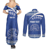 Personalised Tonga Tupou College Toloa Couples Matching Summer Maxi Dress and Long Sleeve Button Shirt 160 Years Anniversary Tongan Ngatu Pattern