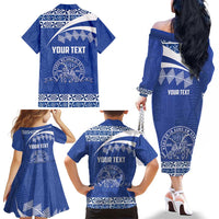 Personalised Tonga Tupou College Toloa Family Matching Off The Shoulder Long Sleeve Dress and Hawaiian Shirt 160 Years Anniversary Tongan Ngatu Pattern