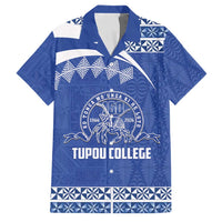 Personalised Tonga Tupou College Toloa Family Matching Tank Maxi Dress and Hawaiian Shirt 160 Years Anniversary Tongan Ngatu Pattern LT14 Dad's Shirt - Short Sleeve Blue - Polynesian Pride