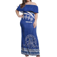 Personalised Tonga Tupou College Toloa Off Shoulder Maxi Dress 160 Years Anniversary Tongan Ngatu Pattern