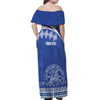 Personalised Tonga Tupou College Toloa Off Shoulder Maxi Dress 160 Years Anniversary Tongan Ngatu Pattern