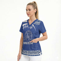 Personalised Tonga Tupou College Toloa Scrub Top 160 Years Anniversary Tongan Ngatu Pattern