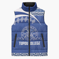 Personalised Tonga Tupou College Toloa Sleeveless Puffer Jacket 160 Years Anniversary Tongan Ngatu Pattern