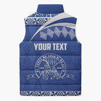 Personalised Tonga Tupou College Toloa Sleeveless Puffer Jacket 160 Years Anniversary Tongan Ngatu Pattern