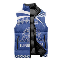 Personalised Tonga Tupou College Toloa Sleeveless Puffer Jacket 160 Years Anniversary Tongan Ngatu Pattern