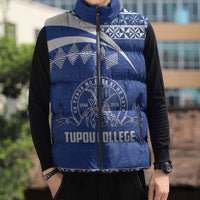 Personalised Tonga Tupou College Toloa Sleeveless Puffer Jacket 160 Years Anniversary Tongan Ngatu Pattern