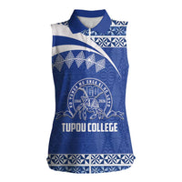 Personalised Tonga Tupou College Toloa Women Sleeveless Polo Shirt 160 Years Anniversary Tongan Ngatu Pattern