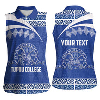 Personalised Tonga Tupou College Toloa Women Sleeveless Polo Shirt 160 Years Anniversary Tongan Ngatu Pattern