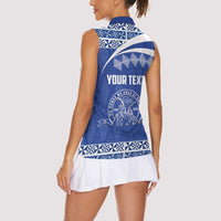 Personalised Tonga Tupou College Toloa Women Sleeveless Polo Shirt 160 Years Anniversary Tongan Ngatu Pattern