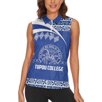 Personalised Tonga Tupou College Toloa Women Sleeveless Polo Shirt 160 Years Anniversary Tongan Ngatu Pattern