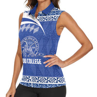 Personalised Tonga Tupou College Toloa Women Sleeveless Polo Shirt 160 Years Anniversary Tongan Ngatu Pattern