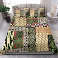 Beige Aotearoa Kowhaiwhai Pattern Bedding Set NZ Maori Quilt Style