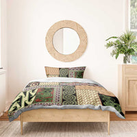 Beige Aotearoa Kowhaiwhai Pattern Bedding Set NZ Maori Quilt Style