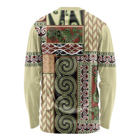 Beige Aotearoa Kowhaiwhai Pattern Long Sleeve Shirt NZ Maori Quilt Style LT14 - Polynesian Pride